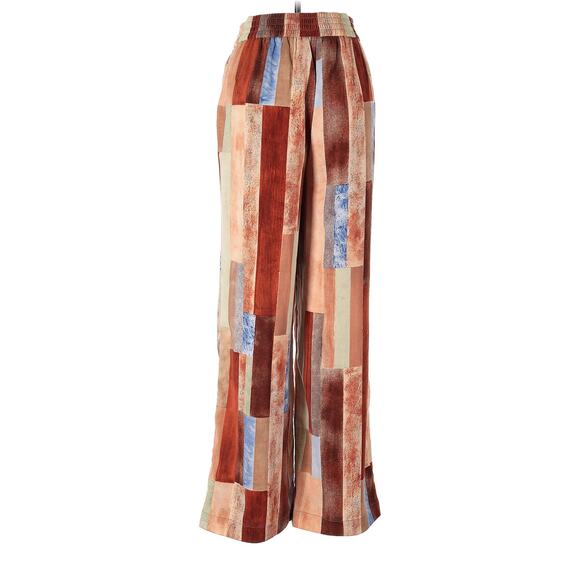 Maison d' Amelie Pants - Anthropologie Maison d'Amelie US 8 Brown Abstract Print Wide Leg Pants Boho Art